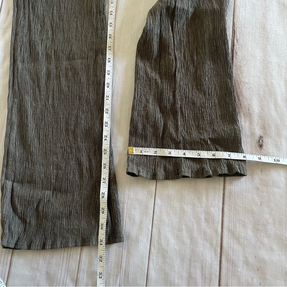 Zara Crinkle Gauze Pants Womens XS Gray High Rise Ankle Pull On Textured Pockets - Picture 13 of 15